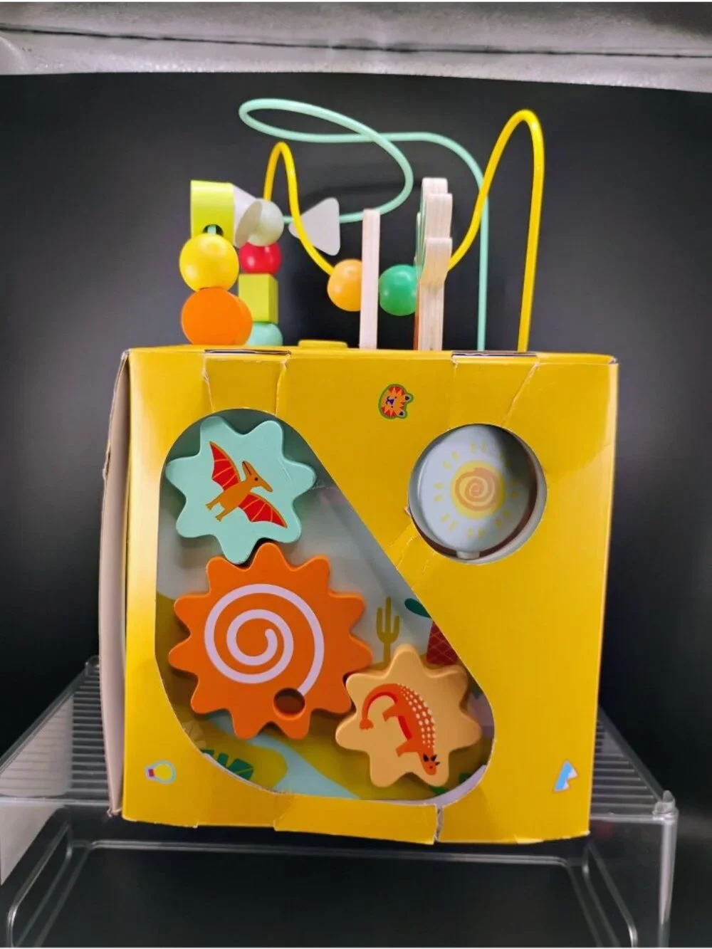 Giggle Scape Toddler Activity Cube With Dino Bead Maze & Gears